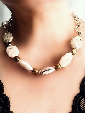 Natural Large Peruvian Pink Opal In Gold Plated Necklace